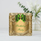 Invitation Emerald Green et Gold Birthday Party (Debout devant)