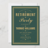 Invitation Emerald Green Et Gold Elegant Retirement Party (Devant)