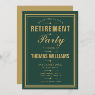 Invitation Emerald Green Et Gold Elegant Retirement Party