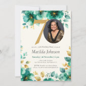 Invitation Emerald Green et Gold Floral 70e anniversaire (Devant)