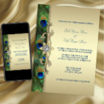 Invitation Emerald Green et Gold Peacock Mariage<br><div class="desc">Élégant faire-part de mariage vert émeraude et or paon paon paon paon. Le faire-part de mariage paon vert émeraude,  or et bleu royal est facilement customisé pour votre événement en ajoutant les détails de votre événement,  le style de police,  la taille et la couleur de police et le libellé.</div>