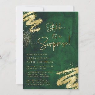 Invitation Emerald Green et Gold Surprise fête d'anniversaire
