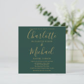 Invitation Emerald Green et Mariage de script Gold (Debout devant)