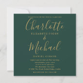 Invitation Emerald Green et Mariage de script Gold (Devant)