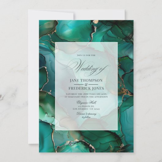 Invitation Emerald Green et Mariage d'encre or (Devant)
