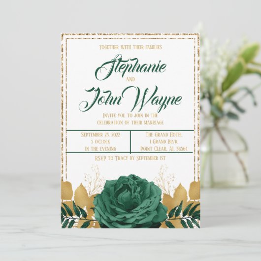 Invitation Emerald Green et Mariage Gold (Debout devant)