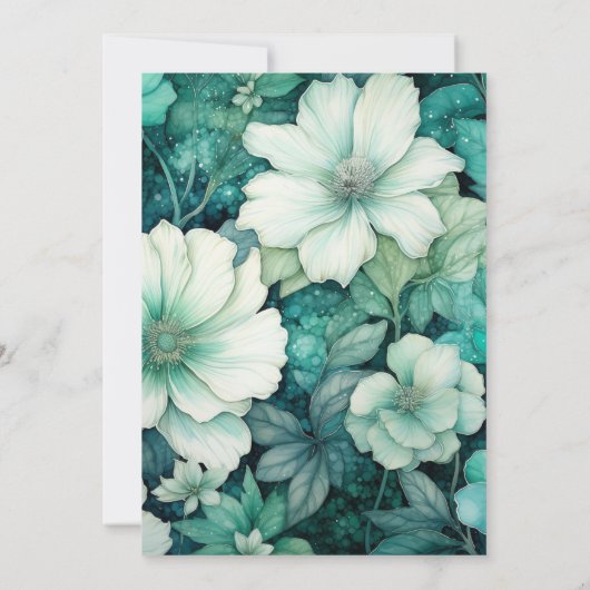 Invitation Emerald Green et Silver Floral Mariage (Dos)