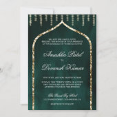Invitation Emerald Green Ethnic Indian Arch Mariage (Devant)