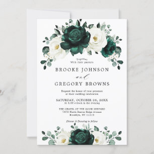 Invitation Emerald Green Eucalyptus Blanc Floral Mariage I