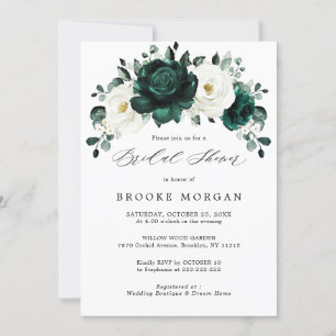 Invitation Emerald Green Eucalyptus Fête des mariées blanche