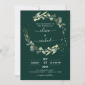 Invitation Emerald Green Eucalyptus QR Code Mariage (Devant)