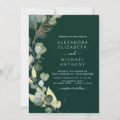 Invitation Emerald Green Eucalyptus QR Code Mariage (Devant)
