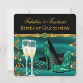 Invitation Emerald Green Fête d'anniversaire talons (Devant)