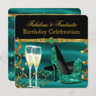 Invitation Emerald Green Fête d'anniversaire talons