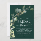Invitation Emerald Green Fête des mariées QR Code Eucalyptus (Devant)