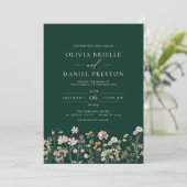 Invitation Emerald Green Fleur sauvage en un Mariage (Debout devant)