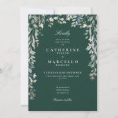 Invitation Emerald Green Fleur sauvage Floral Greenery Mariag (Devant)