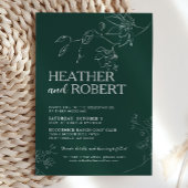 Invitation Emerald Green Floral Boho Boho Simple Mariage