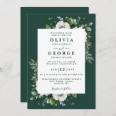 Invitation Emerald Green Floral Botanique Moderne Mariage (Devant / Derrière)