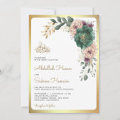 Invitation Emerald Green Floral Branch QR Code Mariage musulm (Devant)