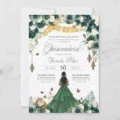 Invitation Emerald Green Floral Butterfly Garden Elégant Anni (Devant)