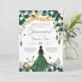 Invitation Emerald Green Floral Butterfly Garden Elégant Anni (Debout devant)