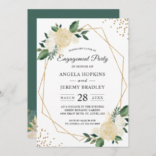 Invitation Emerald Green Floral Gold Frame