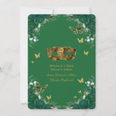 Invitation Emerald Green Floral Gold Masquerade Quinceañera (Dos)