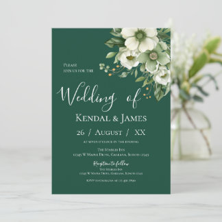 Invitation Emerald Green Floral Mariage