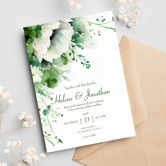 Invitation Emerald Green Floral Mariage