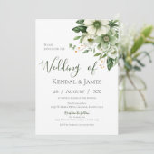 Invitation Emerald Green Floral Mariage (Debout devant)