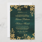 Invitation Emerald Green Floral Mariage musulman musulman isl (Devant)