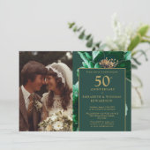 Invitation Emerald Green Floral Modern 50th Anniversary Photo (Debout devant)