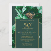 Invitation Emerald Green Floral Moderne 50e Anniversaire (Devant)