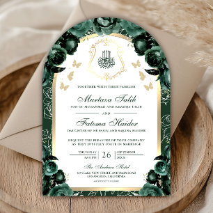 Invitation Emerald Green Floral Or Arch Mariage musulman
