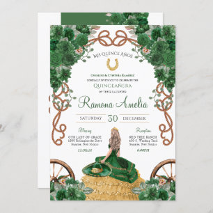 Invitation Emerald Green Floral Ouest Charra Quinceañera