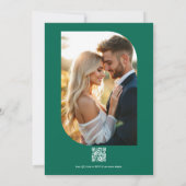 Invitation Emerald Green Floral Photo and QR Code Wedding (Dos)