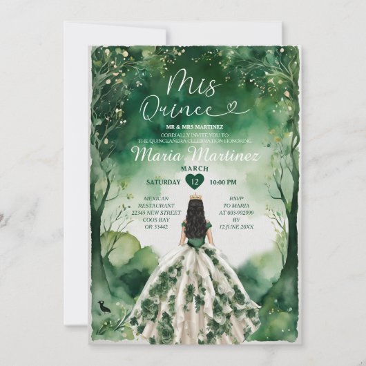 Invitation Emerald Green Floral Princess (Devant)