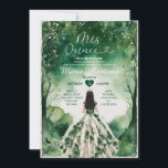Invitation Emerald Green Floral Princess<br><div class="desc">Émeraude Vert Floral Princess Forest Mis Quince Invitation Crème Vert Fleurs Robe Fille Mis Quince Invitation Quinceanera 15 Anos,  16e Anniversaire</div>