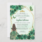 Invitation Emerald Green Floral Princess Quinceañera (Devant)
