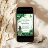 Invitation Emerald Green Floral Princess Quinceañera