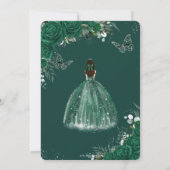 Invitation Emerald Green Floral Princess Silver Quinceañera (Dos)