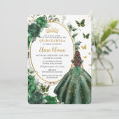 Invitation Emerald Green Floral Princesse Gown Quinceañera (Debout devant)