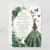 Emerald Green Floral Princesse Gown Quinceañera