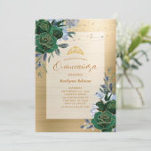Invitation Emerald Green Floral Quinceañera (Debout devant)
