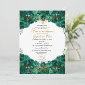 Invitation Emerald Green Floral Quinceanera Anniversaire (Debout devant)