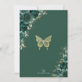 Invitation Emerald Green Floral Quinceañera Couronne Princess (Dos)