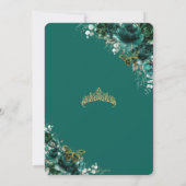 Invitation Emerald Green Floral Quinceanera Sweet 16 Annivers (Dos)