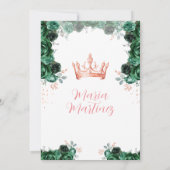 Invitation Emerald Green Floral Rose Gold Crown Mis Quince (Dos)