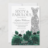 Invitation Emerald Green Floral & Silver Gown 60e anniversair (Devant)